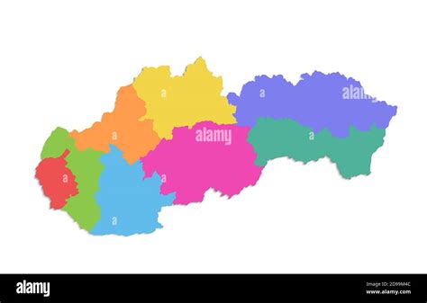 Mappa Della Repubblica Slovacca Divisione Amministrativa Regioni