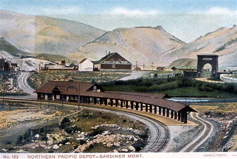 Historic Northern Pacific Railroad Depot In Gardiner Montana