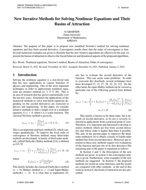 PDF New Iterative Methods For Solving Nonlinear Equations And Their