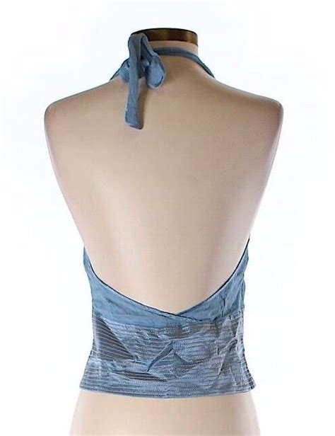 Catherine Malandrino Sleeveless Blue Silk Halter Top Vest Shirt