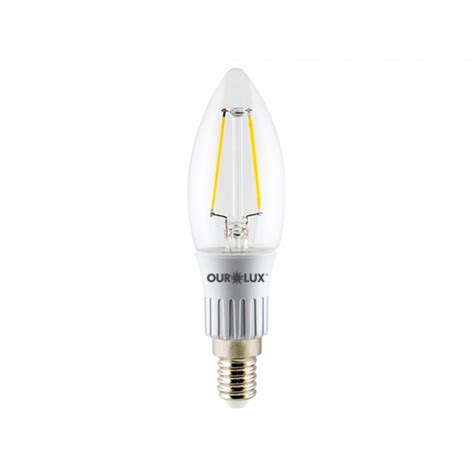 Lâmpada LED Vela Filamento Ourolux 3W Clara Branca Fria E14