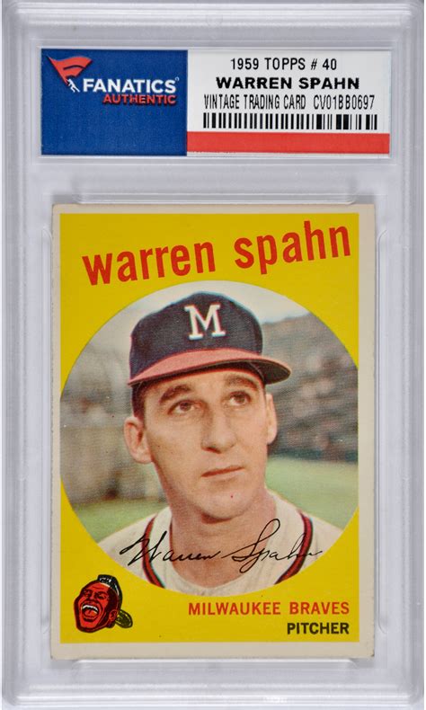 Warren Spahn Milwaukee Braves 1959 Topps #40 Card