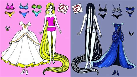 Paper Dolls Dress Up Wedding Rapunzel And Sadako Dresses Handmade Quiet Book Barbie Story