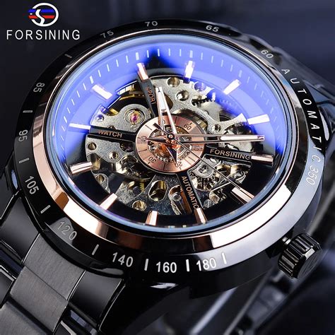 Forsining Skeleton Black Automatic Watches Racing Men Fashion