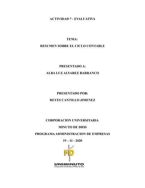 Actividad 7 Evaluativa ACTIVIDAD 7 EVALUATIVA TEMA RESUMEN SOBRE