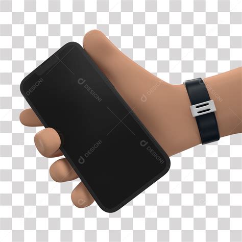 Mão Segurando Celular 3D Elemento para Composição PNG Transparente