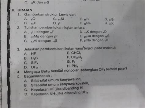 Soal Uraian Kimia Kelas Beinyu