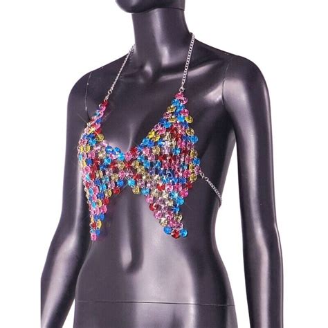 Women Rhinestones Body Chain Crystal Bras Bikini Chain Beaches Body