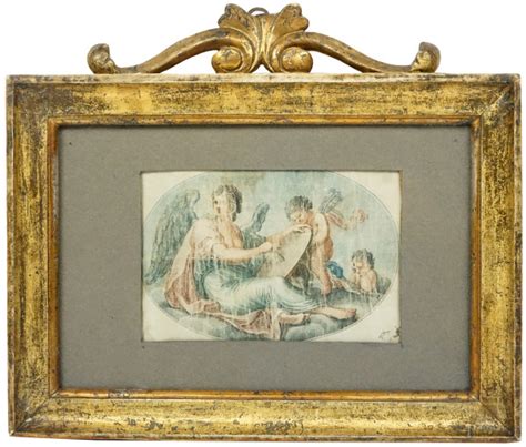 Allegoria Delle Arti Con Putti Tecnica Mista Su Seta Cm 12x18