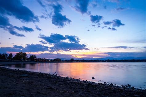 Lake Loveland at Sunset, Near Rocky Mountains in Loveland, Colorado ...