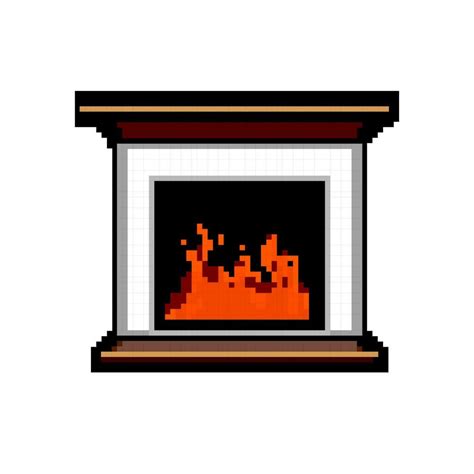 Burning Fireplace Game Pixel Art Vector Illustration Vector