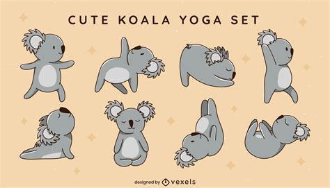 Yoga Koala Character Set Vector Download