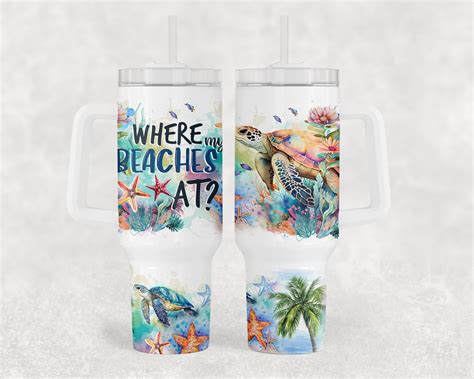 Ocean Sea Turtles Summer Vibes Custom Stanley Quencher Oz Stainless