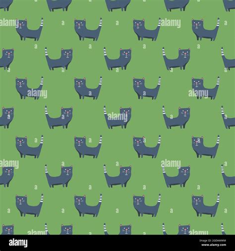 Cute Cat Seamless Pattern Cartoon Cats Background Design Vector