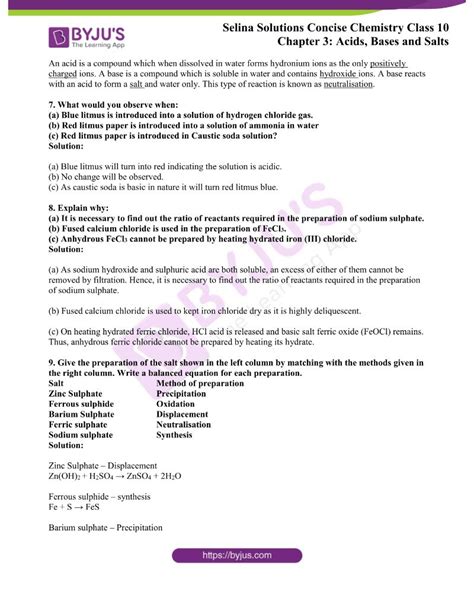 Selina Solutions Class 10 Concise Chemistry Chapter 3 Acids Bases And