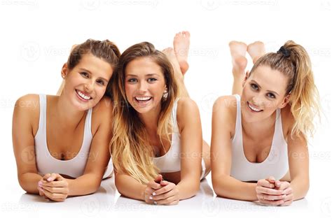 Group Of Happy Friends Posing In Underwear Stock Photo At Vecteezy