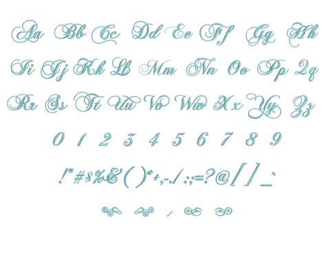 Chopin Script Embroidery Font Sizes Etsy