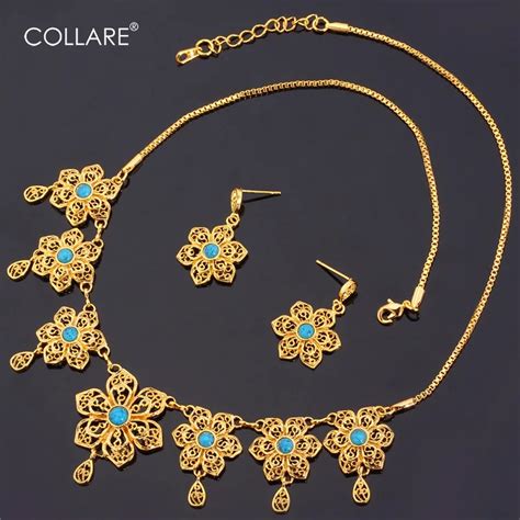 Collare Choker Turkish Jewelry Sets For Women Gold Color Wedding Bridal