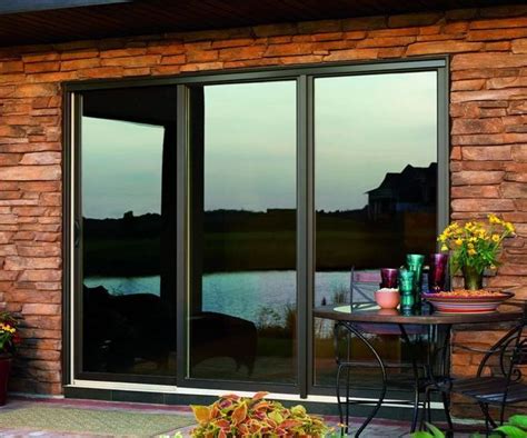 Bronze Fiberglass 3 Panel Sliding Patio Door With Low E Glass