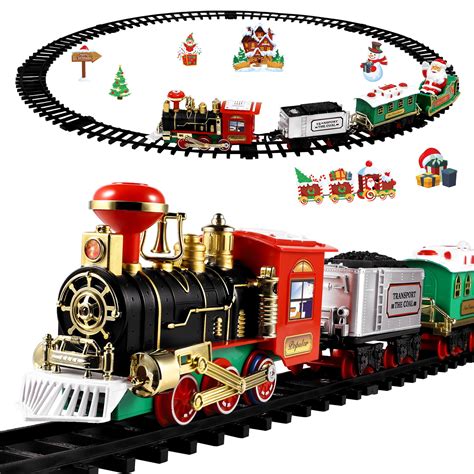 Christmas Train Set Mini Model Train Toy with Sound and Light Battery Powered Kids Toy Train ...