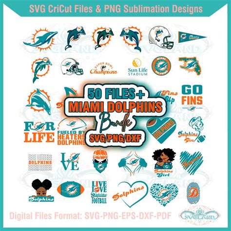 Miami Dolphins SVG NFL Team SVG Bundle Files For Cricut