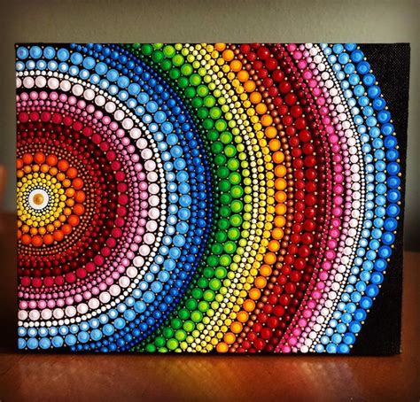 Mandala Dot Art On Canvas For Beginners Rainbow Circle Of Life Dot