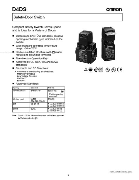 D4DS Omron Switch Hoja de datos Ficha técnica Distribuidor