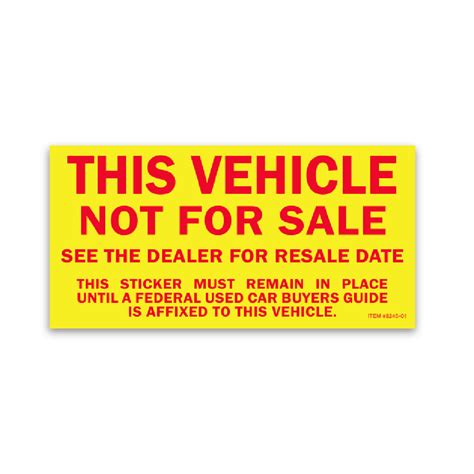 Sticker- Vehicle Not For Sale (Red on Yellow) – Marketing Door2Door