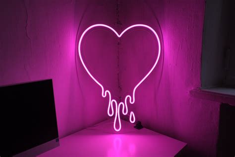 Melting Heart Led Neon Sign Light Lamp Pink Heart Liquid Heart Etsy