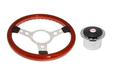 Wood Rim Inch Steering Wheel Polished Boss Rp A