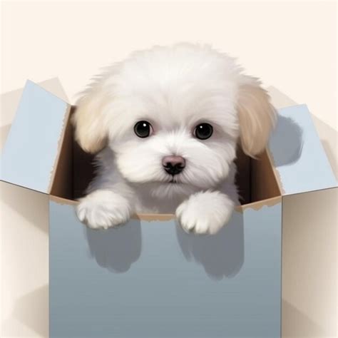 Premium Photo | There is a white dog that is sitting in a box generative ai