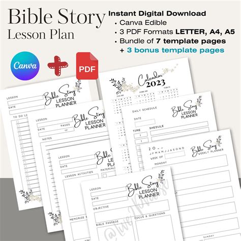 Bible Story Lesson Planner Sunday School Lesson Planner Kids Church