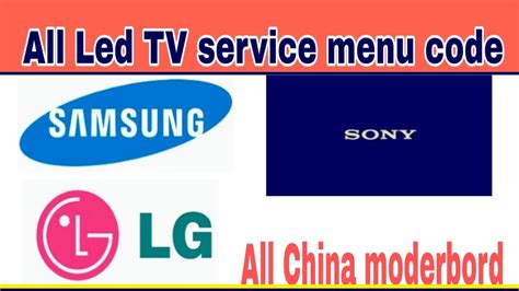 Led Tv Service Menu Code For All Led Tv Youtube