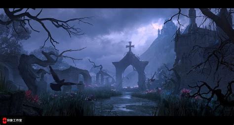 Creepy Graveyard Illustration