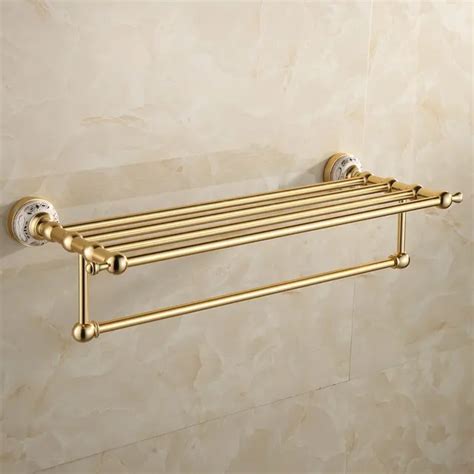 Luxury Wall Mounted Golden Towel Holder Gold Towel Bar Towel Rack Bathroom Accessories On