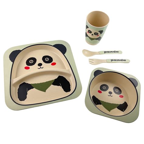 Kit Refei O Infantil Crian A Beb C Prato Tigela Copo Talheres Panda