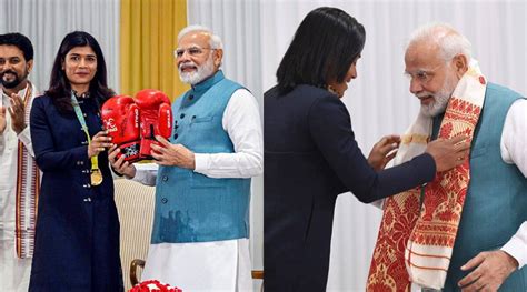 Cwg Champions Pm Meeting Watch Nikhat Zareen Gift Pm Narendra Modi