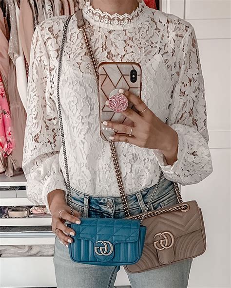 Size Comparison Of The Gucci Marmont Mini Small Crossbody Dressed To