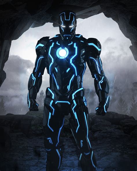 ArtStation - BLUE NEON IRON MAN, Mizuri AU | Iron man wallpaper, Iron ...