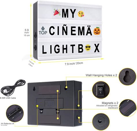 Caja de luz de cine con letras tablero de señalización de mensajes con