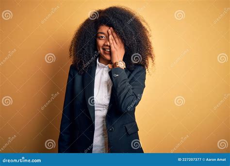 Young Beautiful African American Business Woman With Afro Hair Wearing