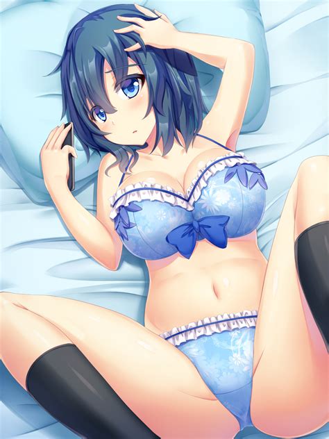 Cleavage Blue Eyes Hoshinomori Chiaki Gamers Series Anime Girls