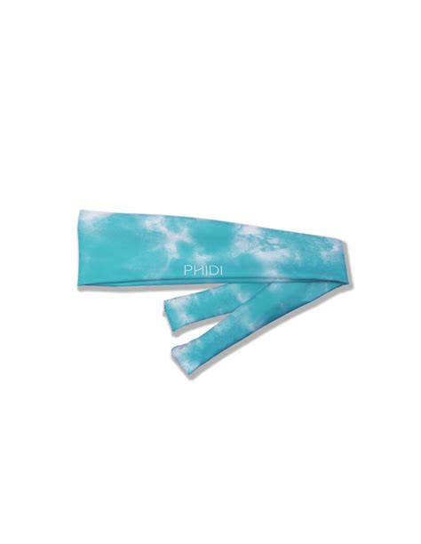 Bandeau sport à nouer Made in France motif Subtle Tie Dye Turquoise Phidi