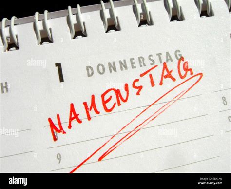 Name day - calendar entry Stock Photo - Alamy