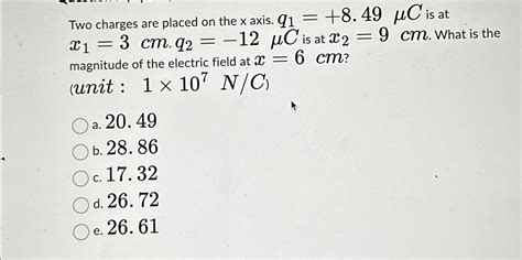 Solved Two Charges Are Placed On The X Axis Q1849μc ﻿is