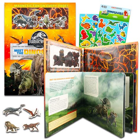 Jurassic World Magnetic Activity Book Set Jurassic World Bundle With Interactive Reference