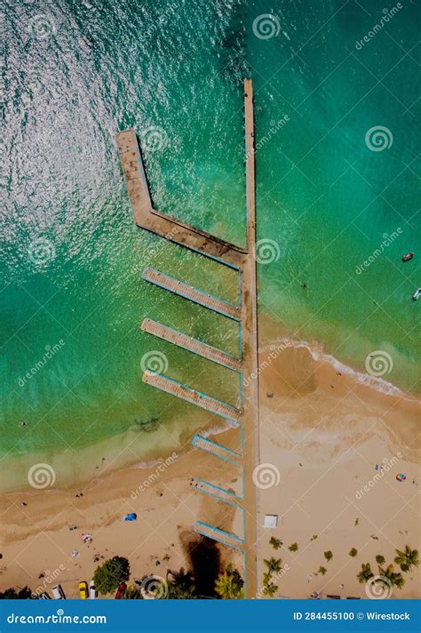 Aerial Shot Of The Crash Boat Beach In Aguadilla Puerto Rico Stock