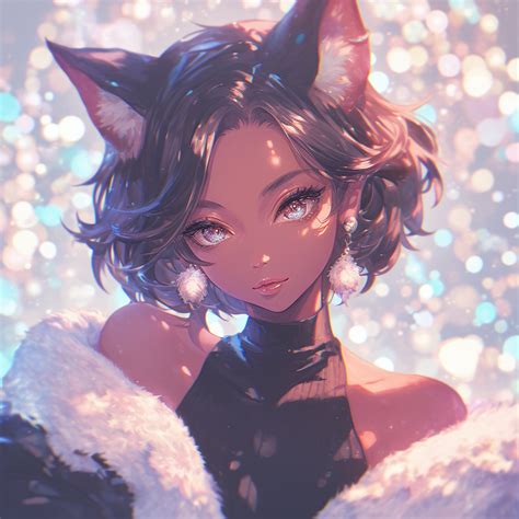 hot black cat fanart black kitten anime cat girl pfp