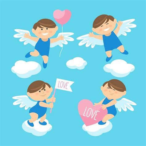 Colecci N De Personajes De Cupido De Dise O Plano Lindo Vector Gratis