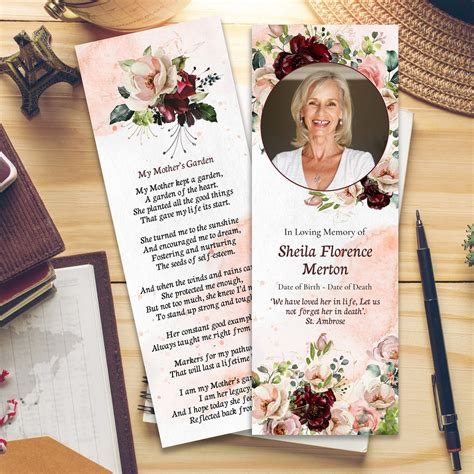 Funeral Bookmark Template Printable Celebration of Life - Etsy UK
